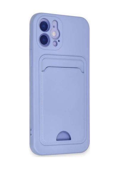 Apple Uyumlu  iPhone 12 Kılıf Kelvin Kartvizitli Silikon - Lila 0.2M-Çok Renkli