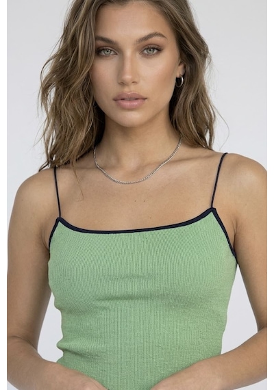 Neden Tekstil Kontrast Şeritli Triko Atlet Body - Mint-laci