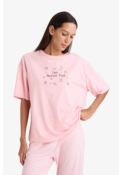 Defacto Baskılı Kısa Kollu Pijama Üstü G1720ax26sppn149 Pembe-pn149