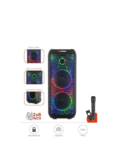 Torima D64 RGB Ledli Dahili Mikrofon Kumandalı Bluetooth Hoparlör