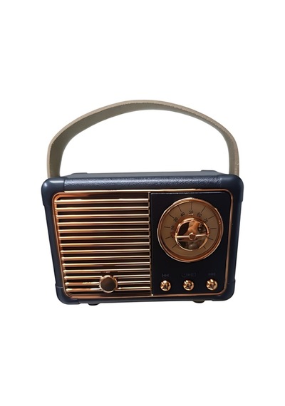 Nostaljik Retro Radyo Bluetooth Bağlantılı Hoparlör - Siyah- Tek Ebat