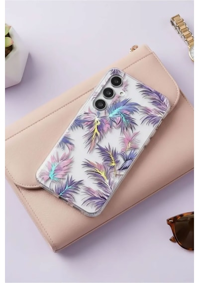 Samsung Galaxy Uyumlu A06 Kılıf Solmayan Imd Baskı Desenli, Şeffaf Tpu+pc Botanik Kapak