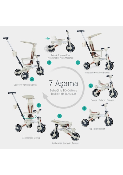 Huggy 6in1 Funtrike Siyah 3 Tekerlekli Bebek Bisikleti