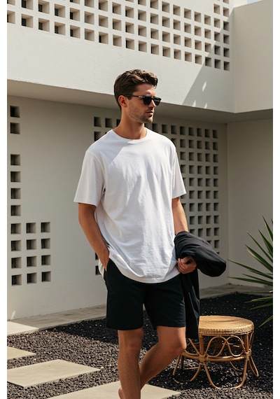 Erkek Oversize Basic Tişört Unisex %100 Pamuk Rahat Kalıp Beyaz
