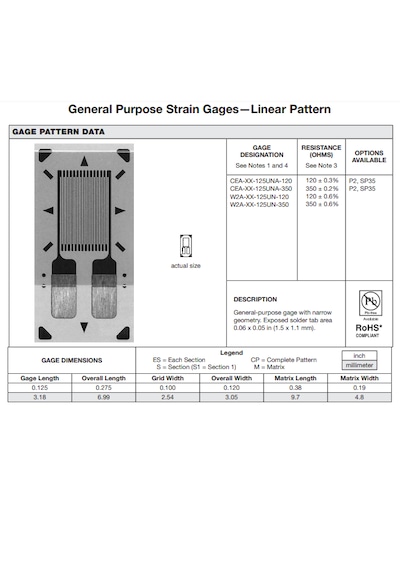 350 Ohm Strain Gauge Micro Measurements