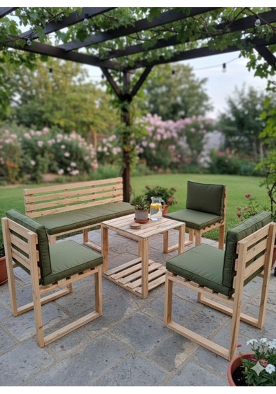 Ahşap Bahçe/balkon Oturma Takımı Şeffaf Vernik
