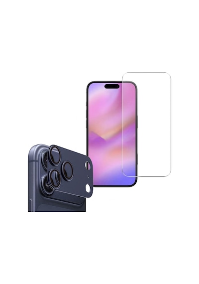 Adige Apple Uyumlu iPhone 17 Pro Max Kamera Lens Koruyucu Lacivert + Ekran Koruyucu Lacivert