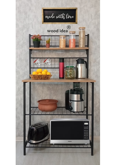 Wood İdea Wood İdea 4 Raf Kahve Köşesi Çok Amaçlı Mutfak Dolap
