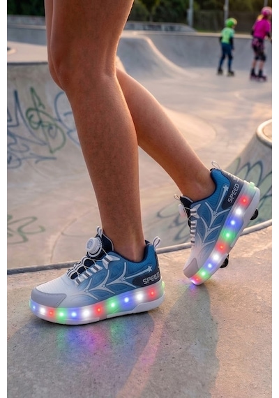 Nstil Unisex Yetişkin Çocuk Spor Ayakkabı Akıllı Bağcıklı Çıkarılabilen Patenli Işıklı Sneaker 003 Mavi Nstil Unisex Yetişkin Çocuk Spor Ayakkabı Akıllı Bağcıklı Çıkarılabilen Patenli Işıklı Sneaker 003 Mavi