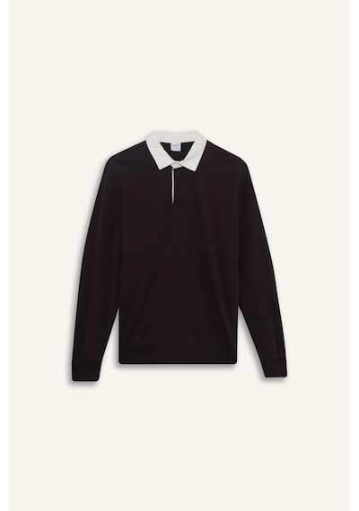 Defacto Boxy Fıt Polo Yaka Sweatshirt E6523AX24WN Kahve