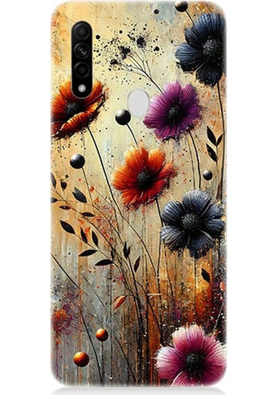 Oppo A31 Uyumlu Rüzgarda Yalnız Çiçekler Desenli Silikon Kılıf Çok Renkli
