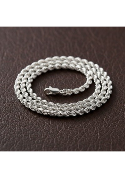 925 Ayar Gümüş Klasik Halat Zincir 3,7 Mm Minimalist Rope Chain Kolye, Unisex Gümüş Zincir Kolye Gümüş