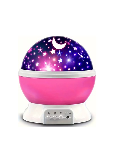 360 Dönen Yıldızlı Gökyüzü Projektör Gece Lambası Çocuk Odası Gece Lambası Usb Bağlantılı Renk Değiştiren Atmosfer Işığı Mavi/pembe/mor - Renk: Pembe