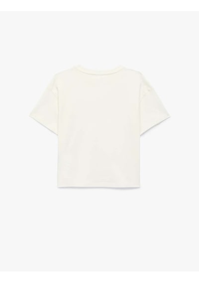 Koton Baskılı Ekru Kız Çocuk T-shirt 6skg10213ak Ekru