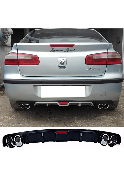 Renault Laguna 2 Siyah Difüzör 4 Krom Egzoz Görünümlü Difizör Arka Ek Body Kit