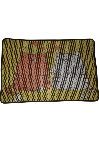 Nanbell Büyük Elekli Çift Katlı Kedi Kumu Paspası 75x59 Cm Desenli No:9