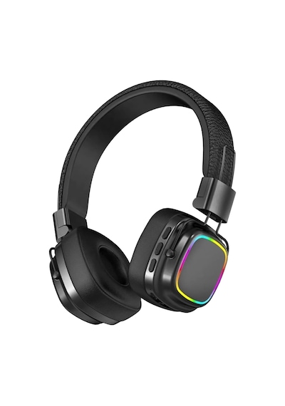 Retro Kablosuz Stereo Suni Deri Kafa Bluetooth Kulaklık Rgb Işık Extra Rahat Gürültü Azaltma Mt965 Siyah İle Uyumlu