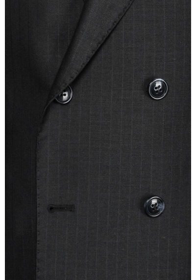 İlayda Emir Luxury, İtalyan Kesim, Slim Fit, Kruvaze, Çizgili, Erkek Takım Elbise Siyah