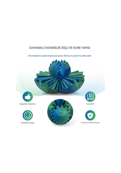 3d Baskılı Dişli Top Pla Malzeme, Stres Giderici Dönme Oyuncağı, Taşınabilir Spinner Küre Turkuaz