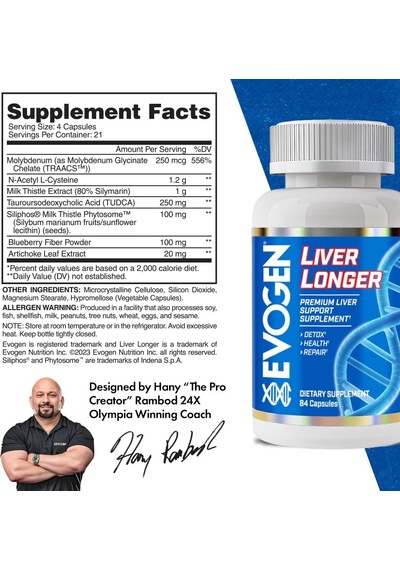 Evogen Liver Longer Molybdenum & N.a.c & Milk Thistle & Tudca Detox Health & Repair 84 Caps Aromasız