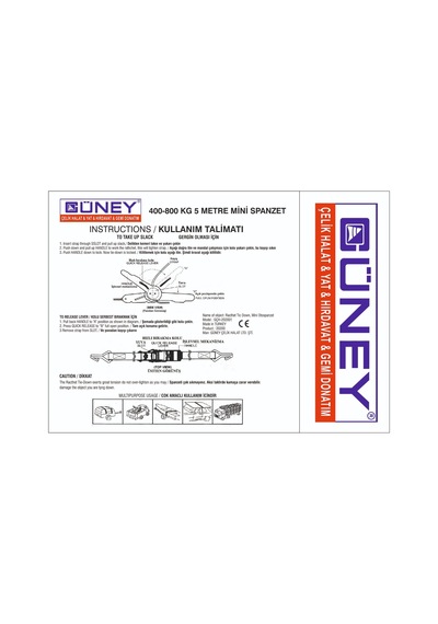 400-800 Kg 5 M Yük Sabitleme Mini Spanzet N11.102