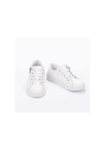 Kadın Hakiki Deri Geniş Kalıp Günlük Ayakkabı Sneakers Beyaz