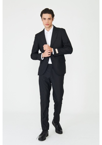 Siyah Modern Kesim Slim Fit Erkek Takım Elbise Siyah