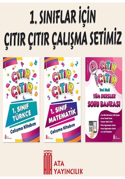 1. Sınıf Çıtır Çıtır Çalışma Kitabım 3'lü Set Türkçe-matematik-
