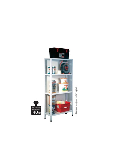 4 Zeminli Metal Raflı Dolap 84X30X160 Cm