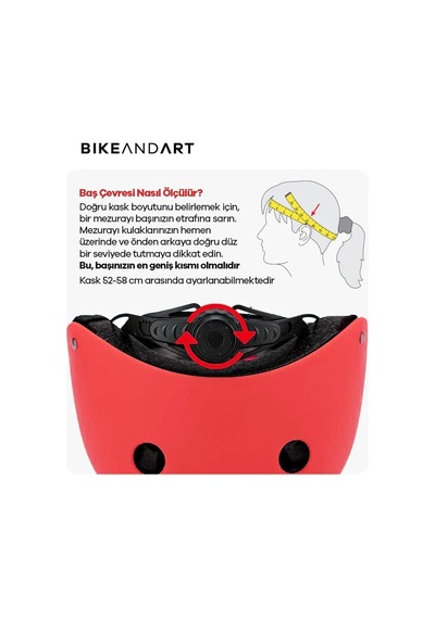 Heugers Bisiklet Kaskı Bisiklet, Scooter, Kaykay, Dağcılık Ve Arama Kurtarma Uyumlu 51-58 Cm Kırmı Kırmızı