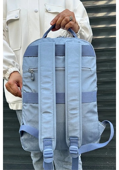 Just Polo Kadın İthal Klinkır Kumaş Şık Ve Lüks Sırt Çantası Shopper Mavi