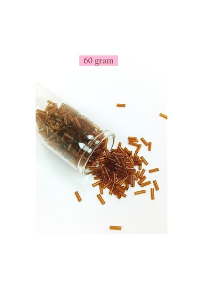 Uzun Boru Kesme Boncuk Çap 2mm Uzunluk 10 Mm - 60 Gram - Şeffaf Kahverengi - Bnc285