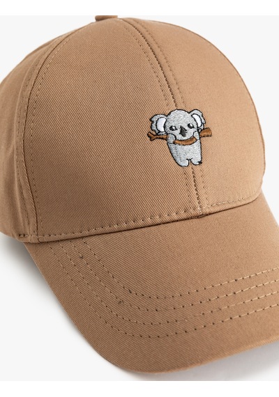 Koton Koala İşlemeli Pamuklu Kep Şapka Kahverengi 5sak40182aa Kahve