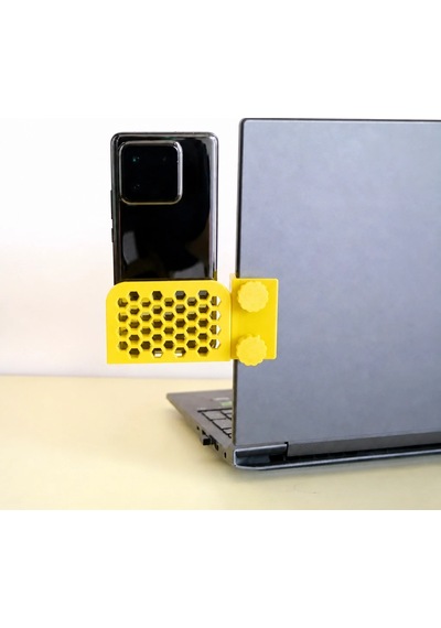 3d Baskı Monitor Telefon Tutucu - Petek Desenli Laptop Kenar Telefon Tutucu-sarı Çok Renkli