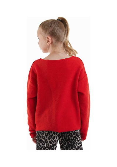 Denokids Crop Top Kız C Ocuk Kırmızı Sweatshirt Çok Renkli