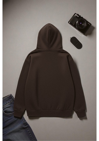 Uyguntarz Boğa Tasarım Baskılı Unisex Oversize Sweatshirt Kahverengi