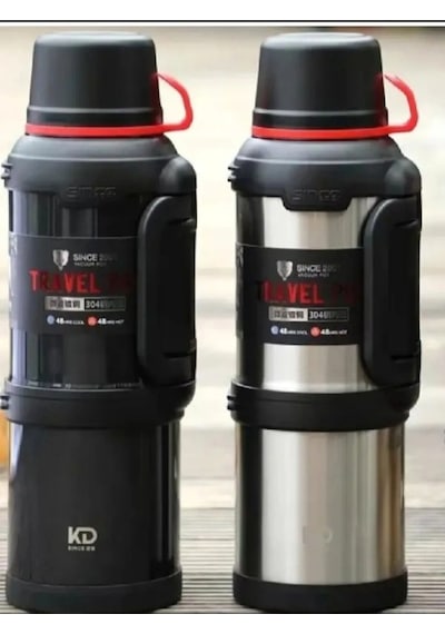 1 Adet 4 Litre 48 Saat Sıcak Soğuk Paslanmaz Çelik Dağcı Termos Siyah