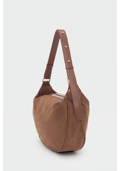 Shule Bags Poppin Süet Omuz Çantası Taba Taba
