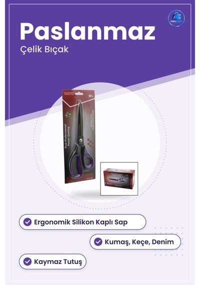 Makas Profesyonel Terzi Kumaş Kesim Paslanmaz Çelik Bıçaklı Ergon