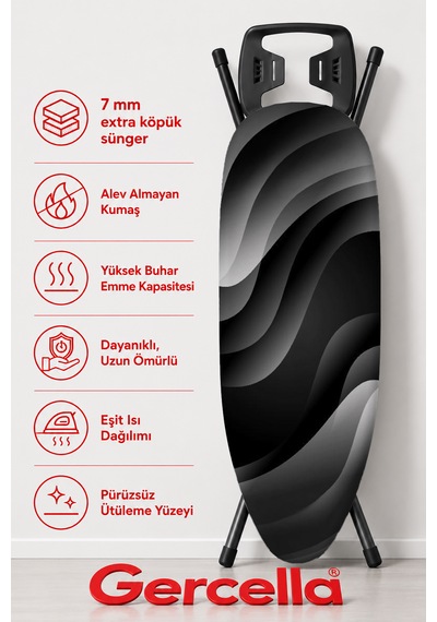 Hediyeli Silloutte Ütü Masası Kılıfı Bezi Örtüsü Antrasit