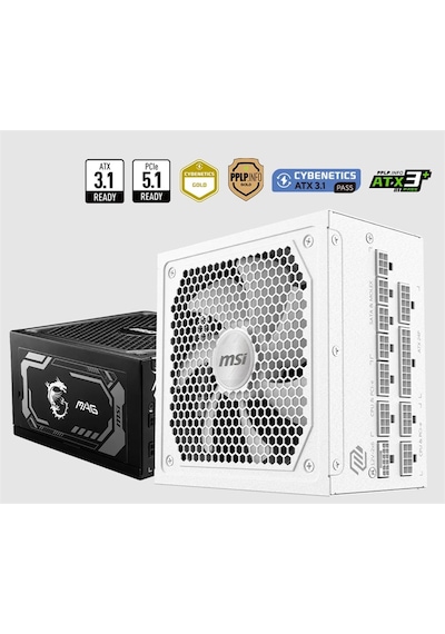 Msı Mag A1000gl Pcıe5 Whıte 1000w 80+ Gold Power Supply