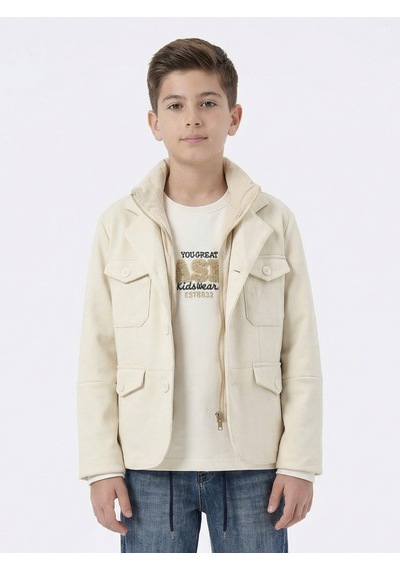 Xo Kids Erkek Çocuk 3lü Alt Üst Takım 11-14 Yaş 14205 Ekru - Mavi