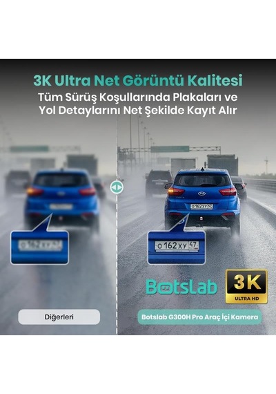 Ayrex Botslab G300h Pro Adas 3k Ön+arka Wifi+gps 150 Geniş Açı Gece Görüşlü Araç İçi Kamera Dash Cam Araç