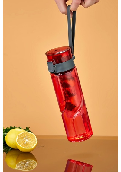 800 Ml Detoks Su Matarası Suluk Pipetli , Bpa Sız, Kilitli Ve Sızdırmaz Kapak - Kırmızı Kırmızı