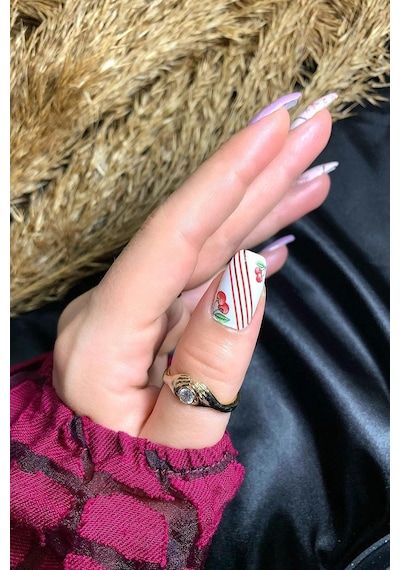Kiraz Tırnak Dövmesi, Tırnak Tattoo, Nail Art, Tırnak Sticker
