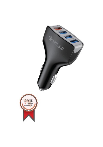Hızlı Şarj Adaptörü 4 Port Çift Usb C20 Siyah Araç Gereci Cep Şarjı Enerji Başlığı
