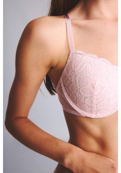 Defacto Dantel Kaplı Pedli Balenli Bra H3228ax26sppn648 Pembe-pn648