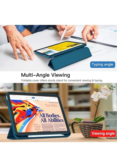 Apple Uyumlu iPad 11.nesil 2025 / 10.nesil 2022 Kalem Bölmeli Standlı Smart Kılıf Kapaklı Kılıf