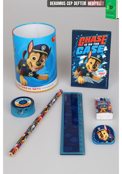 X Dekomus Lisanslı Paw Patrol Rescue Crew Collection 7'li Kırtasiye Seti Metal Kalemlik,not Defteri,kurşun Kalem,cetvel,silgi,kalemtraş,ataç Seti Diğer