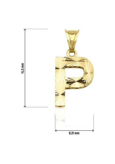 Fiyonk Kuyumculuk 14 Ayar Altın Mini Shine Kolye Ucu P Harfi 001